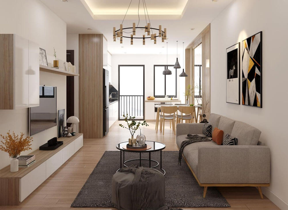 Nội thất căn hộ 1 phòng ngủ tiện nghi